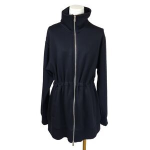 Converse All Star Full Zip Sweatshirt Cinched Waist Mock Neck Black M Athleisure